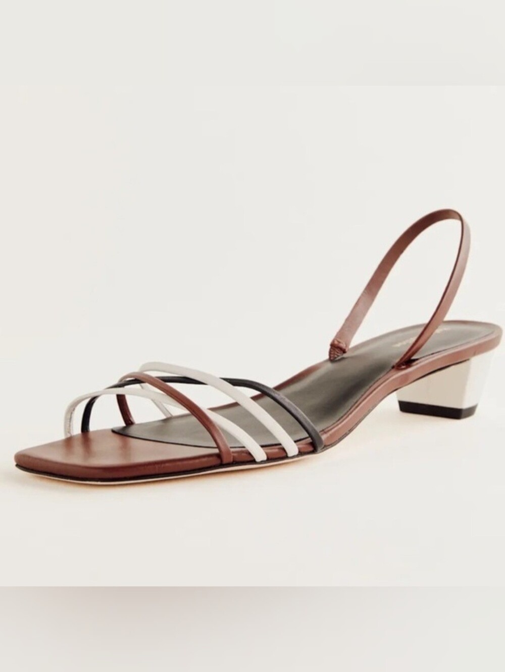 Reformation Wiley Walnut/Black Kitten Heeled Sandals